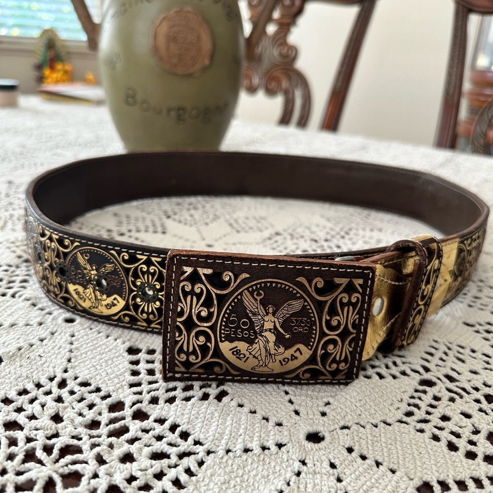Vintage Gold and Brown Men's Belt